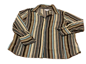 Blusa WORTHINGTON Mujer Elastizada 2X Abotonada Rayas Azul y Marrón - Imagen 1 de 2