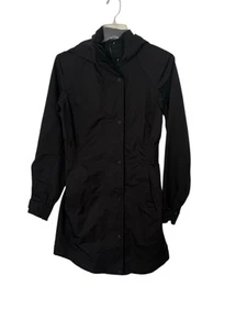 ATHLETA Womens XS RAINOUT SUTRO Long Trench Waterproof Black Jacket Coat - Picture 1 of 8