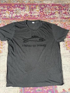Clare V Charcoal Gray Sardines Shirt Size XL - Picture 1 of 5