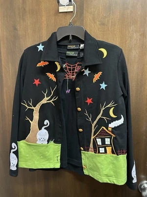 Suéter Cárdigan Mediano Diseño Gato Bordado Halloween Onque Informals Foto 1 de 4