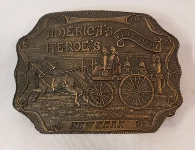 Hebilla de cinturón de latón America's Heroe's Fire Dept New York Foto 1 de 3