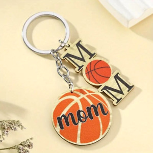 Fashion Wooden Basketball Car Keychain Bag Pendant Key Accessories Mom Gift New