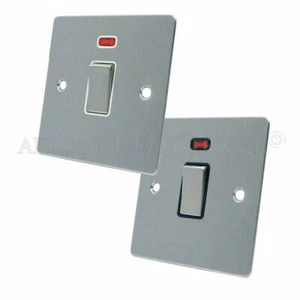 Interruptor DP 20A plano satinado mate cepillado - interruptor de doble polo de 20 amperios con neón - Imagen 1 de 5