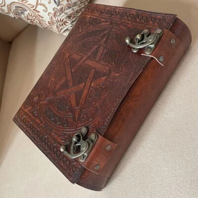 Handmade 600 Pages Leather Journal, Pentagram Embossed journal - Image 1 of 4