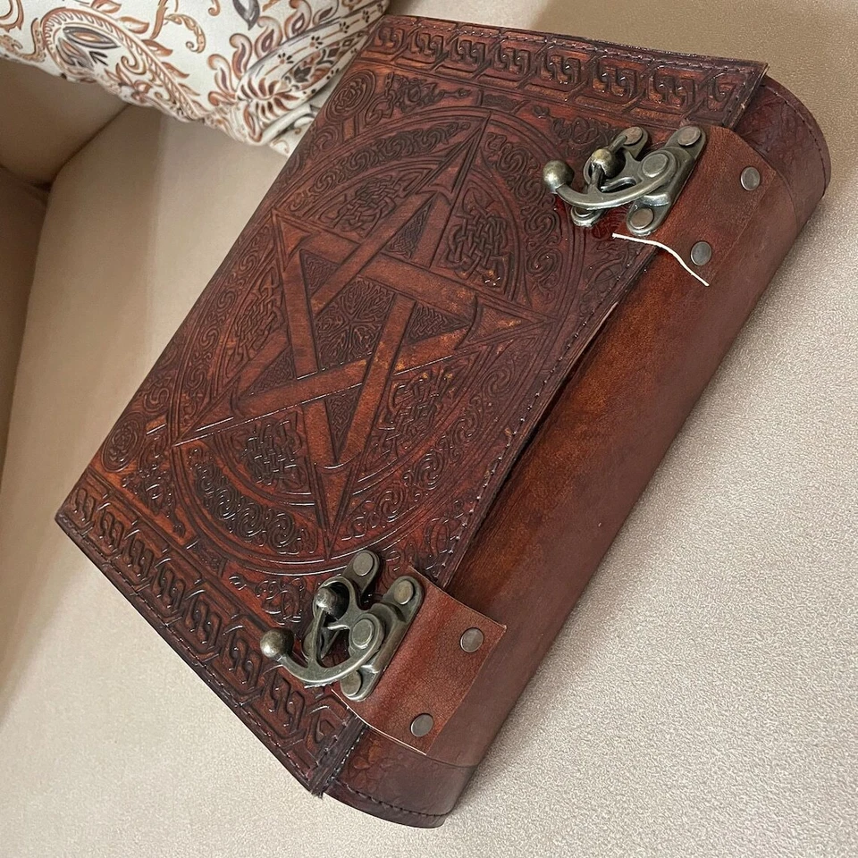 Handmade 600 Pages Leather Journal, Pentagram Embossed journal - Image 1 of 4