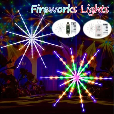 LED Starburst Light Remote Meteor Firework Lights For Home Party Christmas Decor - Image 1 of 4