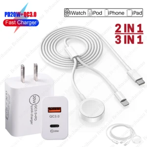 2/3 in 1 Magnetic Cable PD USB C Fast Charger QC Adapter For Apple Watch iPhone - Picture 1 of 17