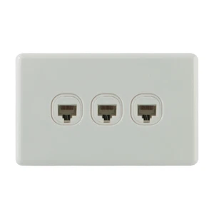 Triple CAT5E Data Wall Socket Outlet RJ45 White for Ethernet Network Telephone - Picture 1 of 1