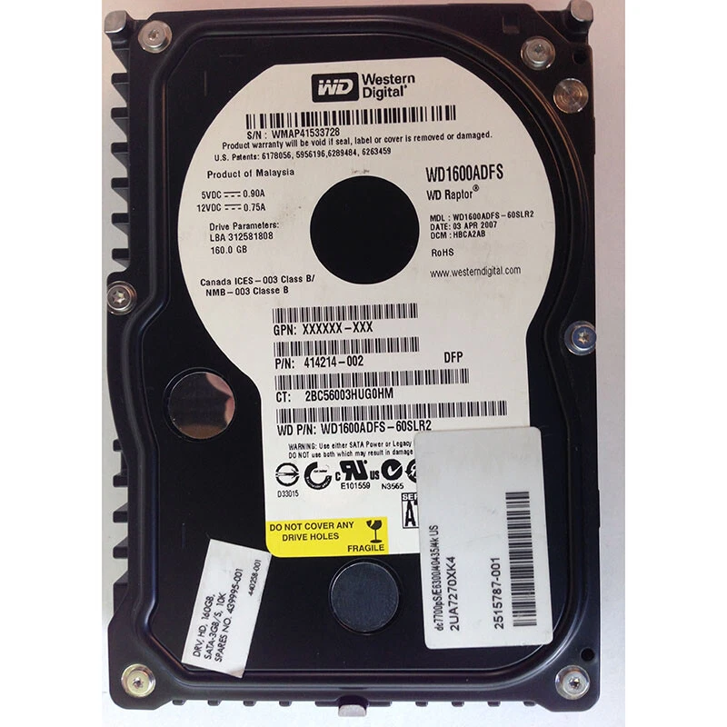 439995-001 - HP 160GB 10K RPM SATA 3.5" HDD Western Digital WD1600ADFS version - Image 1 of 1