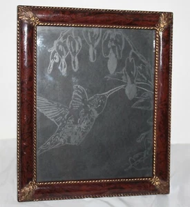 Humming Bird Etched Glass  PHOTO FRAME 7 1/2 x 9 1/2 inside dim.  - Bild 1 von 3
