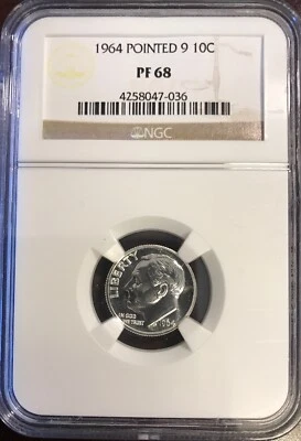 1964 Pointed “9” 10C PF68 NGC (SB1:N) - Image 1 of 2