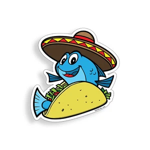 Fish Taco Sticker Fishing Boat Cooler Cup Laptop Vehicle Car Window Bumper Decal - Picture 1 of 2