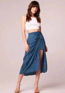 NWT Band Of The Free Celene Side Drape Midi Skirt Deep Teal Floral L - Bild 1 von 11