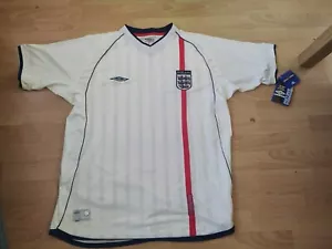 England Official Home Football Shirt 2001-2003 - Umbro Size XL - NEW With Tags - Picture 1 of 7