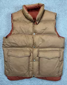 Vintage 80s Field And Stream Puffer Vest Sz M Goose Down Brown Red Reversible - Picture 1 of 6