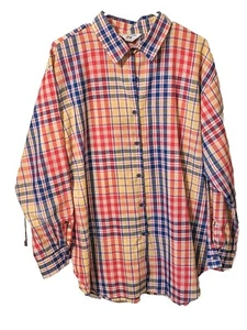 VTG Andrew McMullan XL Shirt Women's Plaid Cotton Long Sleeve Shirt MADE IN USA - Picture 1 of 4