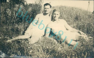 WW2 British Prisoners of War POW's 2 Men Posing in Field Stalag 21 Poznan p3 - Picture 1 of 3