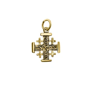 Pequeño Collar Cruz Jerusalén Chapado en Oro Colgante Regalo Cristiano 0.79"/2cm - Imagen 1 de 8