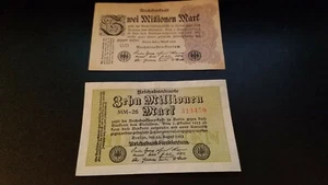 Lot of 3: Notes, 2 Mill., 10 Mill., 500 Mill. Mark Reichsbanknote - Berlin 1923 - Picture 1 of 4