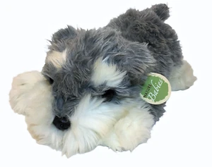 Aurora Natures Babies Schnauzer Puppy Dog Plush Grey Silver White TAG 10" - Picture 1 of 8