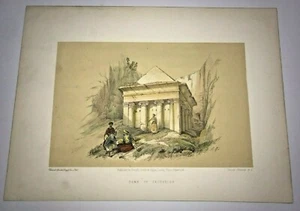 TOMB OF ZECHARIAH HOLY LAND 1857 DAVID ROBERTS ANTIQUE LITHOGRAPHIC VIEW  - Picture 1 of 2