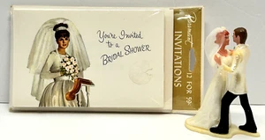 Vintage Bride & Groom Cake Topper HK 12 Paramount Bridal Shower Invitations US - Picture 1 of 24