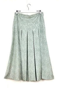 Vintage Sage Green Floral Skirt Size 14 Midi Box Pleat Elastic Waist Cottagecore - Picture 1 of 8