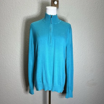 Foxcroft Sweater Women's Size XL Blue 1/4 Zip Pullover 100% Cotton Solid - Image 1 of 4