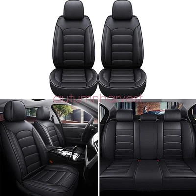 PU Leather 5 Seat Covers Full Set Front + Rear Cushion Fits Toyota Deluxe Car Foto 1 de 4