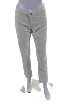 Pantalones ajustados de pana de algodón crema talla 29R AG Adriano Goldschmied para mujer Foto 1 de 4