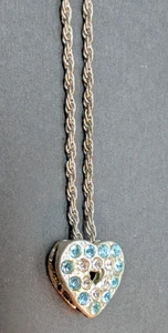 Heart Shaped Pendant Clear Glass 18 Inch Chain Necklace Lobster Lock - Picture 1 of 5
