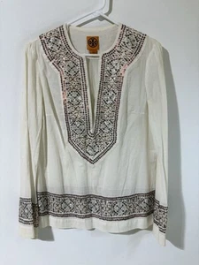 Tory Women’s 100% Cotton Tunic Top Sequins Size 6 - Picture 1 of 10