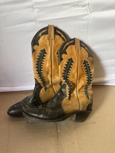 Boulet Men’s Tall Bullhide Cowboy Boots 7e Tooled Inlay, Overlay - Picture 1 of 4
