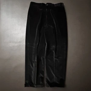 MOSA Pants Mens 36 Black Velvet Cuffed Dress Formal Made in USA Cotton Baggy - Picture 1 of 10