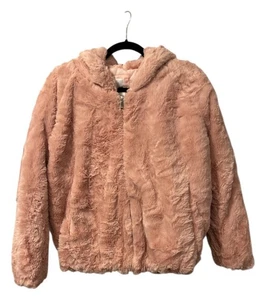 Kunstfell Reißverschluss Hoodie Gr. Jacke Mantel rosa weich Gr. L (806) - Bild 1 von 6