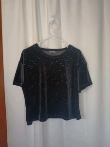 Hot Topic Womens Constellation Velvet Crop Top XL Star Celestial Cybergoth - Picture 1 of 6