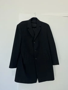 Kenneth Cole New York Men's Coat Wool Blend Black Overcoat L 40  Short Black - Picture 1 of 5