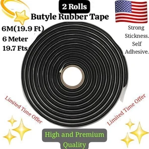 2 Rolls X 19.6Ft 6M Butyl Sealant Rubber Tape Strip Glue Adhesive Car Windshield - Picture 1 of 8