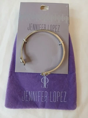 Nuevo Jennifer Lopez Brazalete Flexible Abierto Tono Plata Cristal Pantera Gato Foto 1 de 4