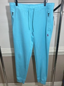 Polo Ralph Lauren Water Repellant Double Knit Jogger Pants M Blue w/ Pony NWT - Picture 1 of 6