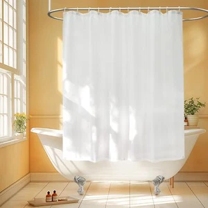 72x66 inch Short Shower Curtain Liner Fabric Solid Color Shower Curtin - Picture 1 of 7