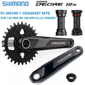 Juego de bielas para bicicleta Shimano Deore FC-M6100 MTB 1x12 velocidad 170/175 mm 32T 12S - Imagen 1 de 16