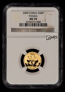2009 China G50Y 50 Yuan 1/10 oz Gold Panda Coin Tenth Ounce - NGC MS 70 - G2493