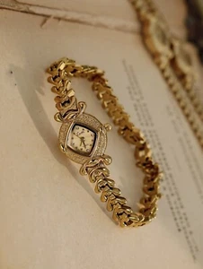Vintage Gold Women’s Wrist Watch | French Style Dainty Luxury Elegant Timepiece - Picture 1 of 6