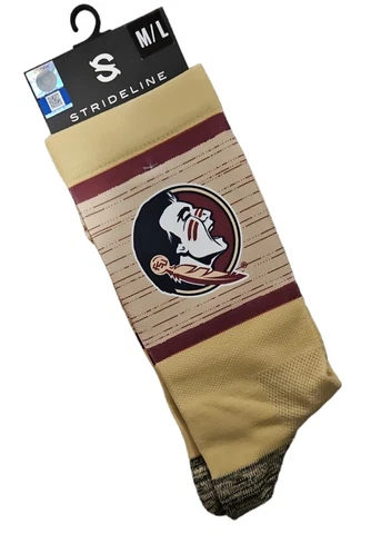 NCAA University Florida State Seminoles FSU Premium Strideline Crew Socks Gold Cover