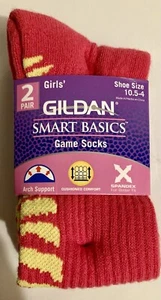 Girl’s 2Pair Pink, Black GILDAN Smart Basics Game Socks Size 10.5-4 New - Picture 1 of 14