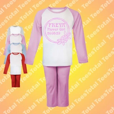 Pijama Personalizado Flor Niña Dama de honor Personalizado Niñas Niños Pijama Regalos Foto 1 de 2