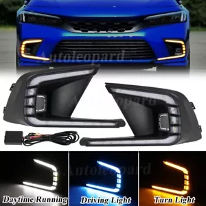 Luz antiniebla sin parpadeo y lámpara giratoria DRL azul hielo luz de conducción para Honda Civic 21-24 - Imagen 1 de 12