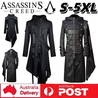 Assassins Creed Costume Cosplay Men Gothic Coat Halloween Party Hoodie Jacket AU - Photo 1/4