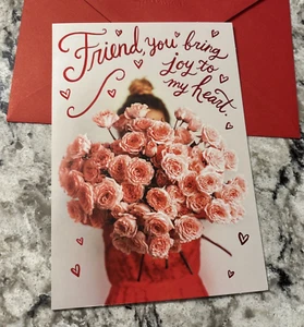 Valentine’s Day Friend You Bring Joy To My Heart 5”x7” Hallmark Greeting Card - Picture 1 of 8